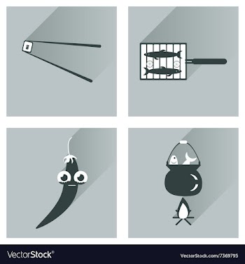 Set flat icons with long shadow exotic food vector image
