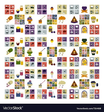 Set flat icons with long shadow fast food vector image