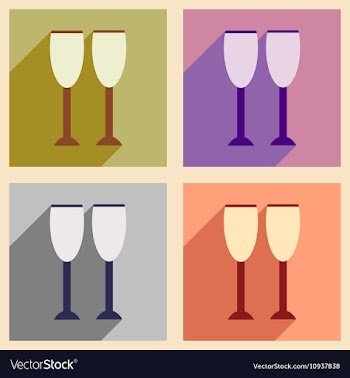 Set flat icons with long shadow glasses of vector image