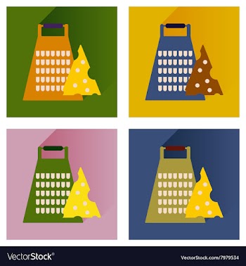 Set flat icons with long shadow Grater and vector image