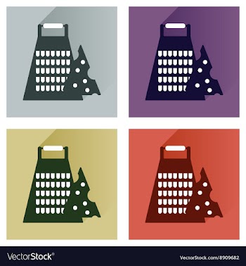 Set flat icons with long shadow Grater and vector image