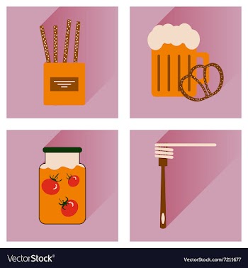 Set flat icons with long shadow homemade food vector image
