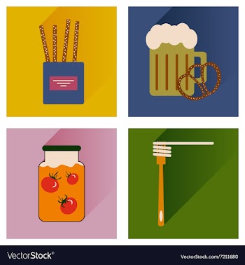 Set flat icons with long shadow homemade food vector image