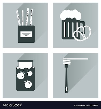 Set flat icons with long shadow homemade food vector image