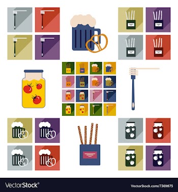 Set flat icons with long shadow homemade food vector image