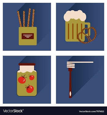 Set flat icons with long shadow homemade food vector image