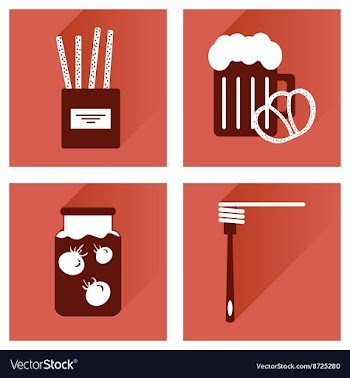 Set flat icons with long shadow homemade food vector image