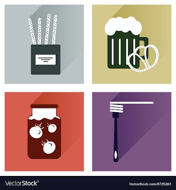 Set flat icons with long shadow homemade food vector image