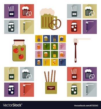Set flat icons with long shadow homemade food vector image