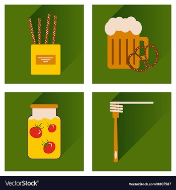 Set flat icons with long shadow homemade food vector image
