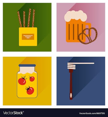 Set flat icons with long shadow homemade food vector image