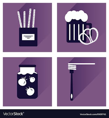 Set flat icons with long shadow homemade food vector image