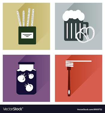 Set flat icons with long shadow homemade food vector image