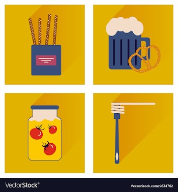 Set flat icons with long shadow homemade food vector image