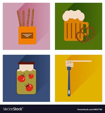 Set flat icons with long shadow homemade food vector image