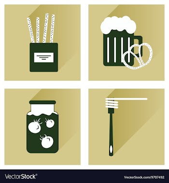 Set flat icons with long shadow homemade food vector image