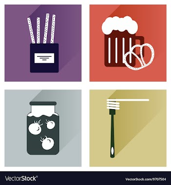Set flat icons with long shadow homemade food vector image