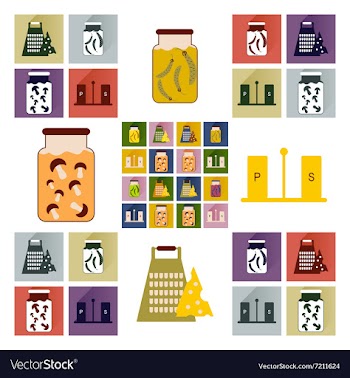 Set flat icons with long shadow homemade vector image