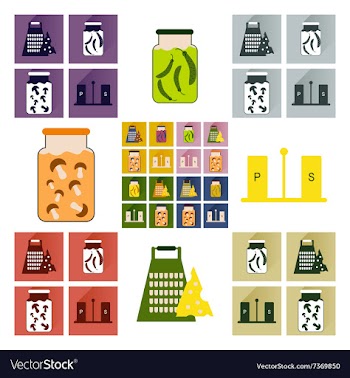 Set flat icons with long shadow homemade vector image