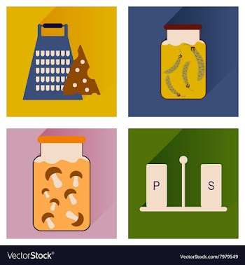 Set flat icons with long shadow homemade vector image