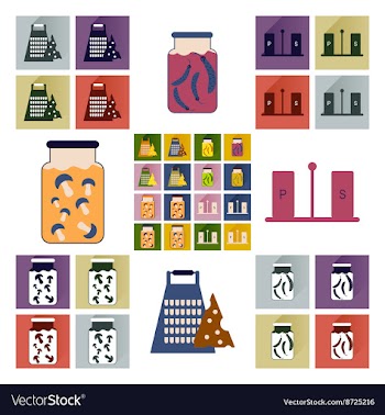 Set flat icons with long shadow homemade vector image