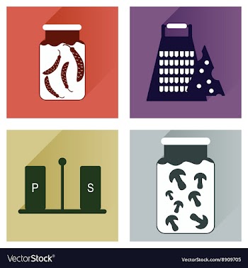 Set flat icons with long shadow homemade vector image
