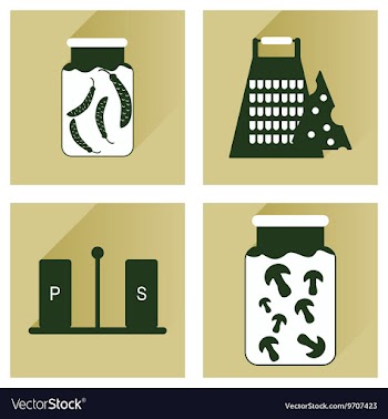 Set flat icons with long shadow homemade vector image