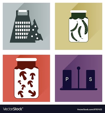 Set flat icons with long shadow homemade vector image