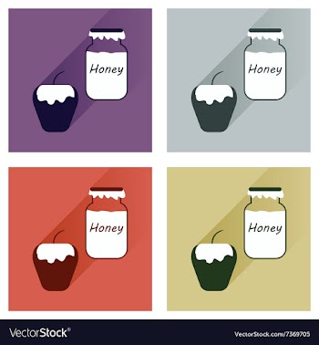 Set flat icons with long shadow honey and vector image