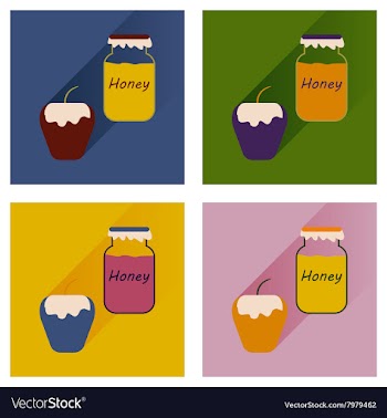 Set flat icons with long shadow honey and vector image