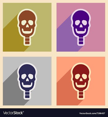 Set flat icons with long shadow human skull vector image