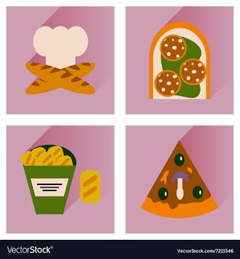 Set flat icons with long shadow junk food vector image