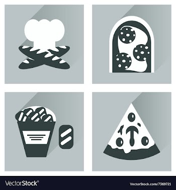 Set flat icons with long shadow junk food vector image