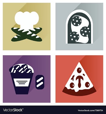 Set flat icons with long shadow junk food vector image