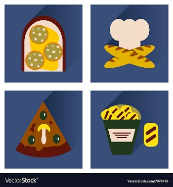Set flat icons with long shadow junk food vector image