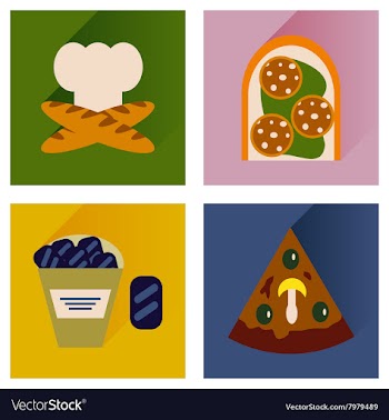 Set flat icons with long shadow junk food vector image