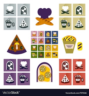Set flat icons with long shadow junk food vector image
