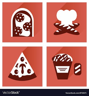 Set flat icons with long shadow junk food vector image
