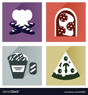 Set flat icons with long shadow junk food vector image