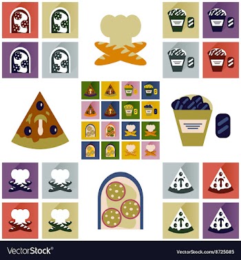 Set flat icons with long shadow junk food vector image