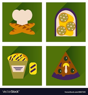 Set flat icons with long shadow junk food vector image