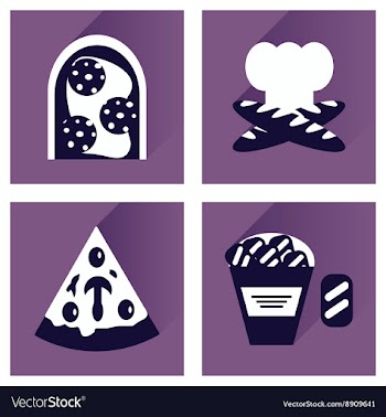 Set flat icons with long shadow junk food vector image