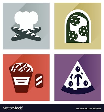 Set flat icons with long shadow junk food vector image