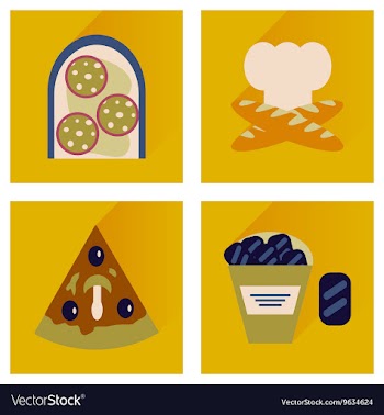 Set flat icons with long shadow junk food vector image