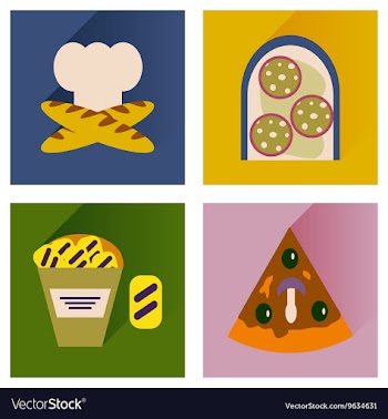 Set flat icons with long shadow junk food vector image