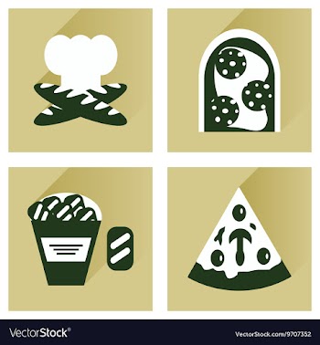 Set flat icons with long shadow junk food vector image