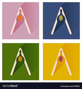 Set flat icons with long shadow nut and vector image