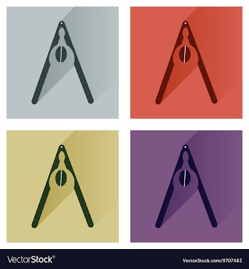 Set flat icons with long shadow nut and vector image