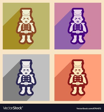 Set flat icons with long shadow Nutcracker boy vector image