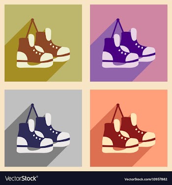 Set flat icons with long shadow pair of skates vector image